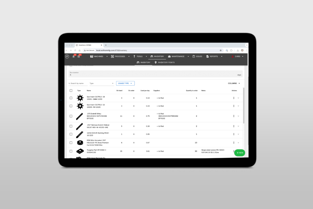 OnTakt Order Tools and Supplies